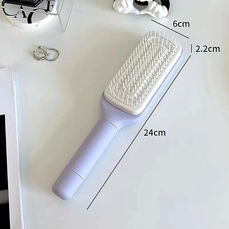 Rotating lifting hair comb, one click cleaning, stretchable massage comb, air cushion, airbag comb, women anti-static hair comb