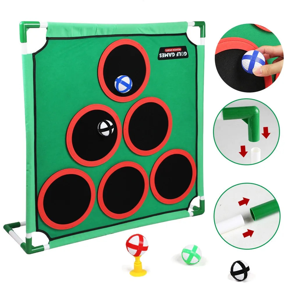 Golf Game Play Set Golf Chipping Game Cornhole Game with Balls Putting Mat Putter Target for Golfers Kids Family Indoor Outdoor