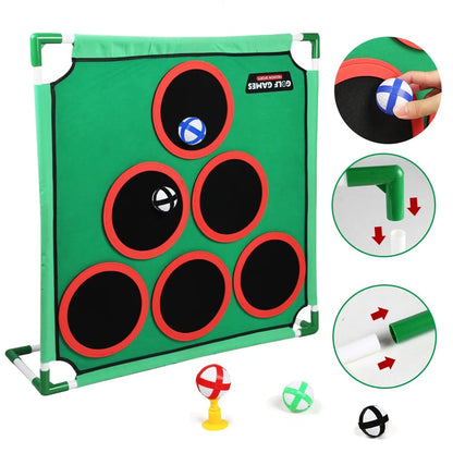 Golf Game Play Set Golf Chipping Game Cornhole Game with Balls Putting Mat Putter Target for Golfers Kids Family Indoor Outdoor