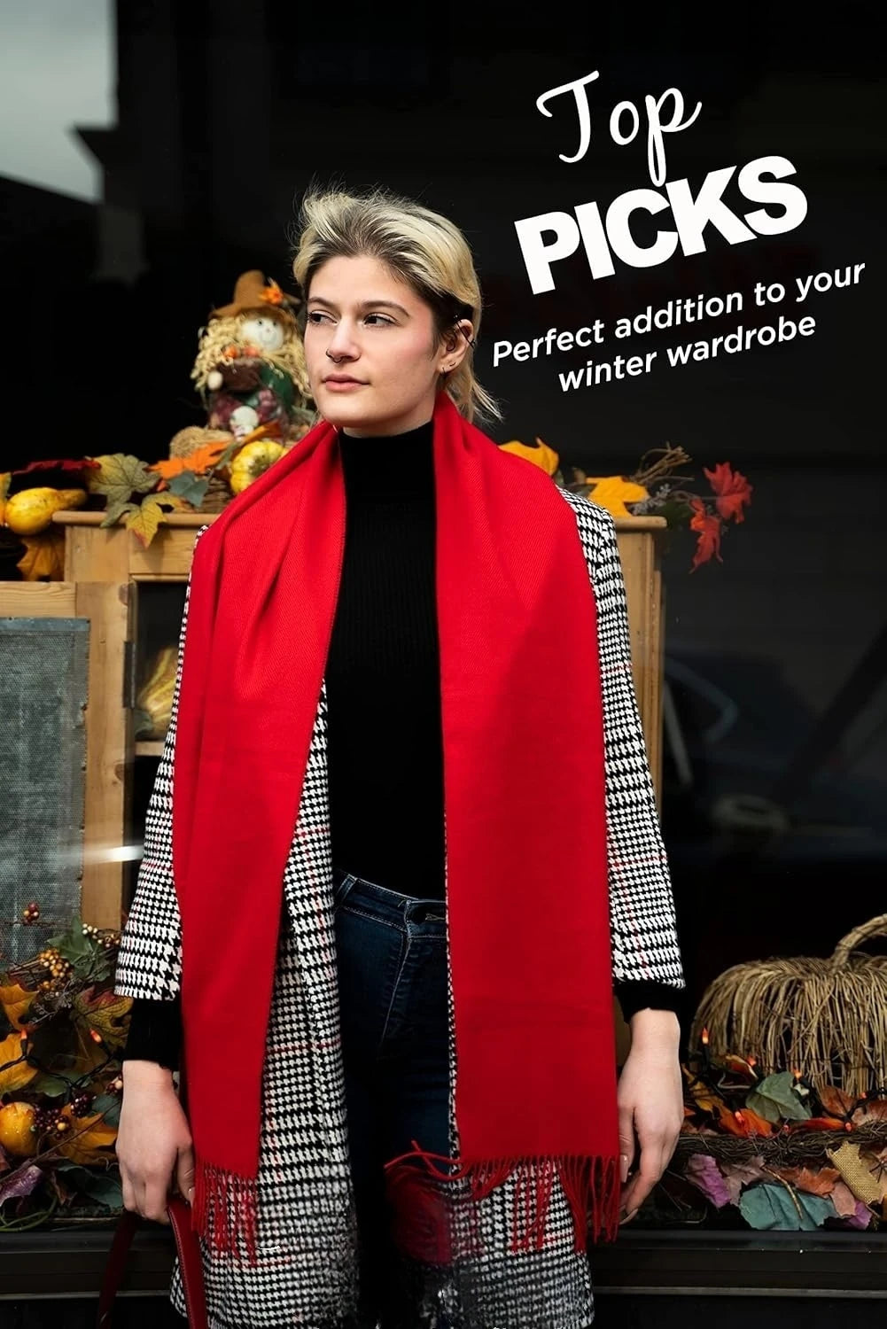 Christmas Gift Super Warm Scarf Ultra-Soft Cashmere Feel Scarf Winter Holiday Gift for Men & Women