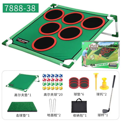 Golf Game Play Set Golf Chipping Game Cornhole Game with Balls Putting Mat Putter Target for Golfers Kids Family Indoor Outdoor