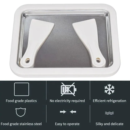 Ice Cream Maker Yogurt Frozen Pan Mini Fried Yogurts Machine Rolled    with 2 Spatulas Fry  Plate Home Use