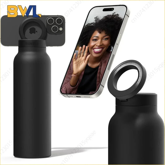 2025 24 Oz Insulated Stainless Steel Sports Bottle Insulated Mug with Magnetic Phone Holder Outdoor Sports Water Bottle