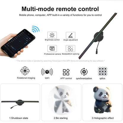 Naked Eye 3D Holographic Fan Screen Stereoscopic Display Suspended Projection Lamp 42cm Suspended Imaging Advertising Machine