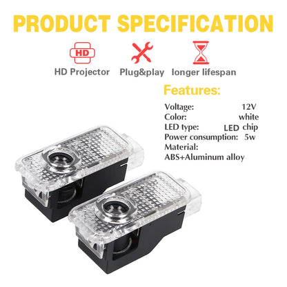 2PCS For 9PA MK1 955 957 92A MK2 958 LED Car Door Interior Projector Courtesy Warning Ghost Shadow Welcome Light Accessories