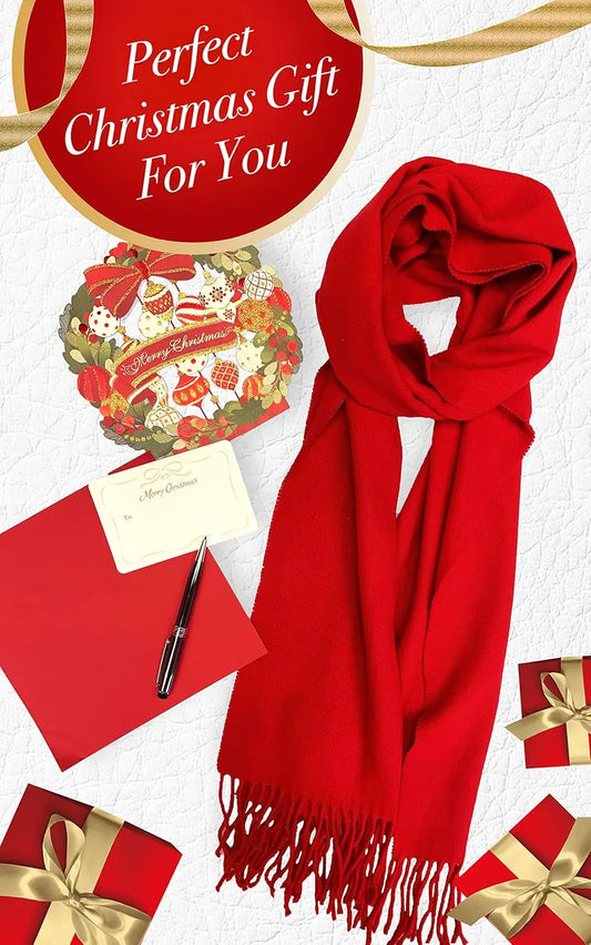 Christmas Gift Super Warm Scarf Ultra-Soft Cashmere Feel Scarf Winter Holiday Gift for Men & Women