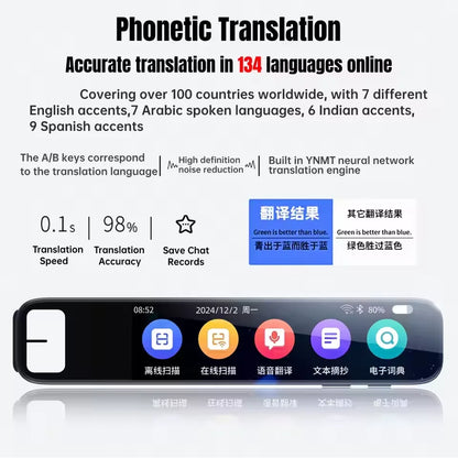 GPT AI Translation Pen 150 Languages AI Scan Smart Translation Pen Offline Translation Point Reading Learning Voice Translator