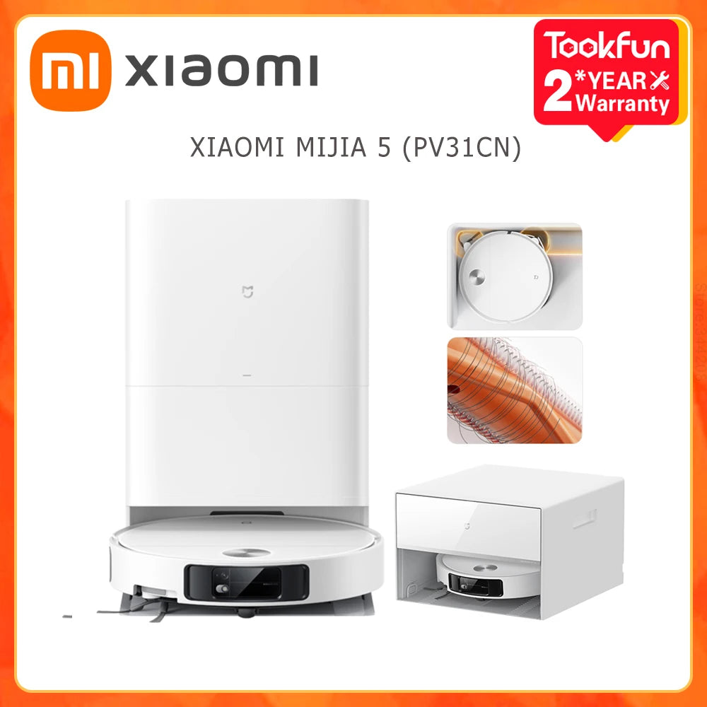 XIAOMI MIJIA 5 PV31CN OMNI Robot MOP Vacuum Cleaner Home Appliances 40mm Obstacle-Clearing Capability with AI Smart Recognition