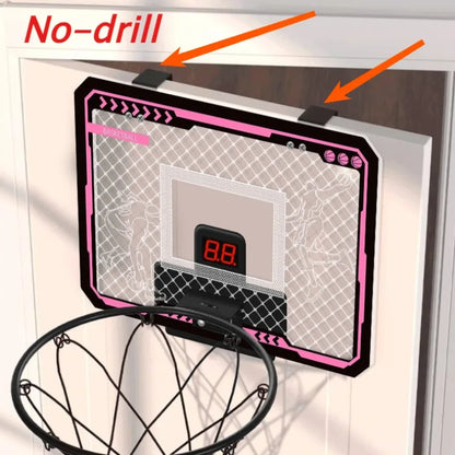 Children Basketball Basket Electronic Scorer Remote Control Light Basketball Hoop No Punching Wall Mounted Boy Toy Ball Ring