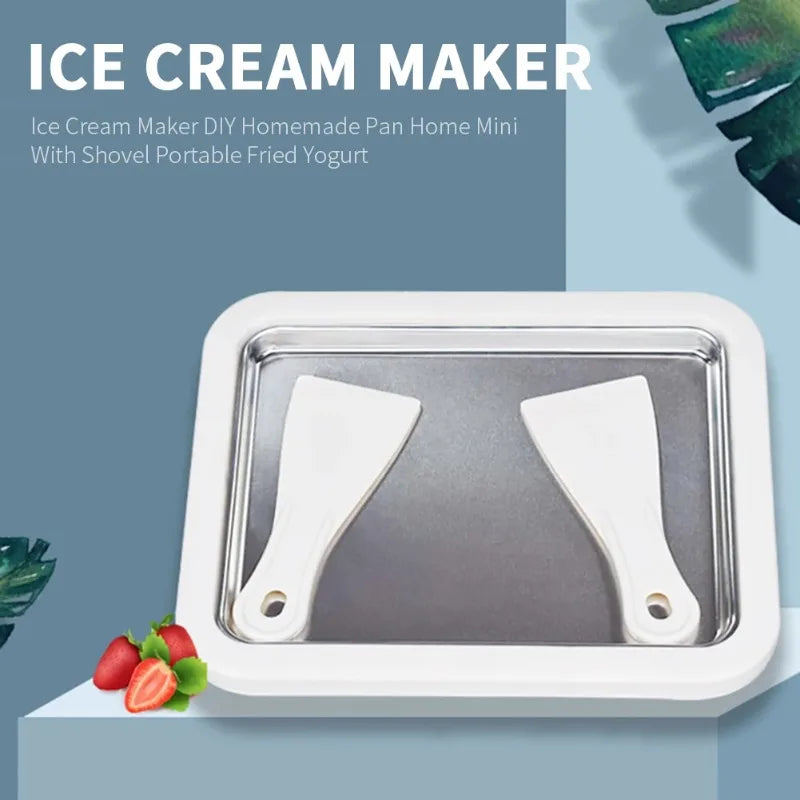 Ice Cream Maker Yogurt Frozen Pan Mini Fried Yogurts Machine Rolled    with 2 Spatulas Fry  Plate Home Use
