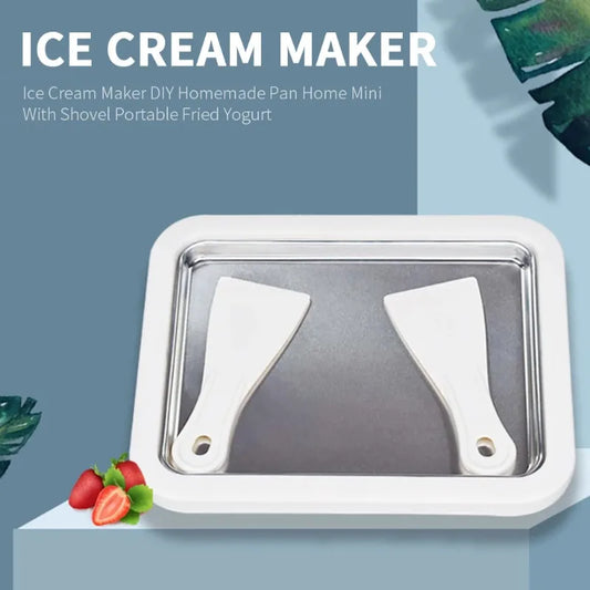 Ice Cream Maker Yogurt Frozen Pan Mini Fried Yogurts Machine Rolled    with 2 Spatulas Fry  Plate Home Use
