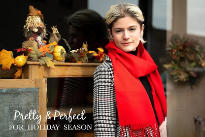 Christmas Gift Super Warm Scarf Ultra-Soft Cashmere Feel Scarf Winter Holiday Gift for Men & Women