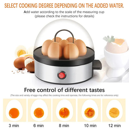 Electric Egg Boiler can Hold 7 eggs Stainless Steel Egg Boiler Breakfast Egg Steamer with Automatic Shut-off Function Buzzer