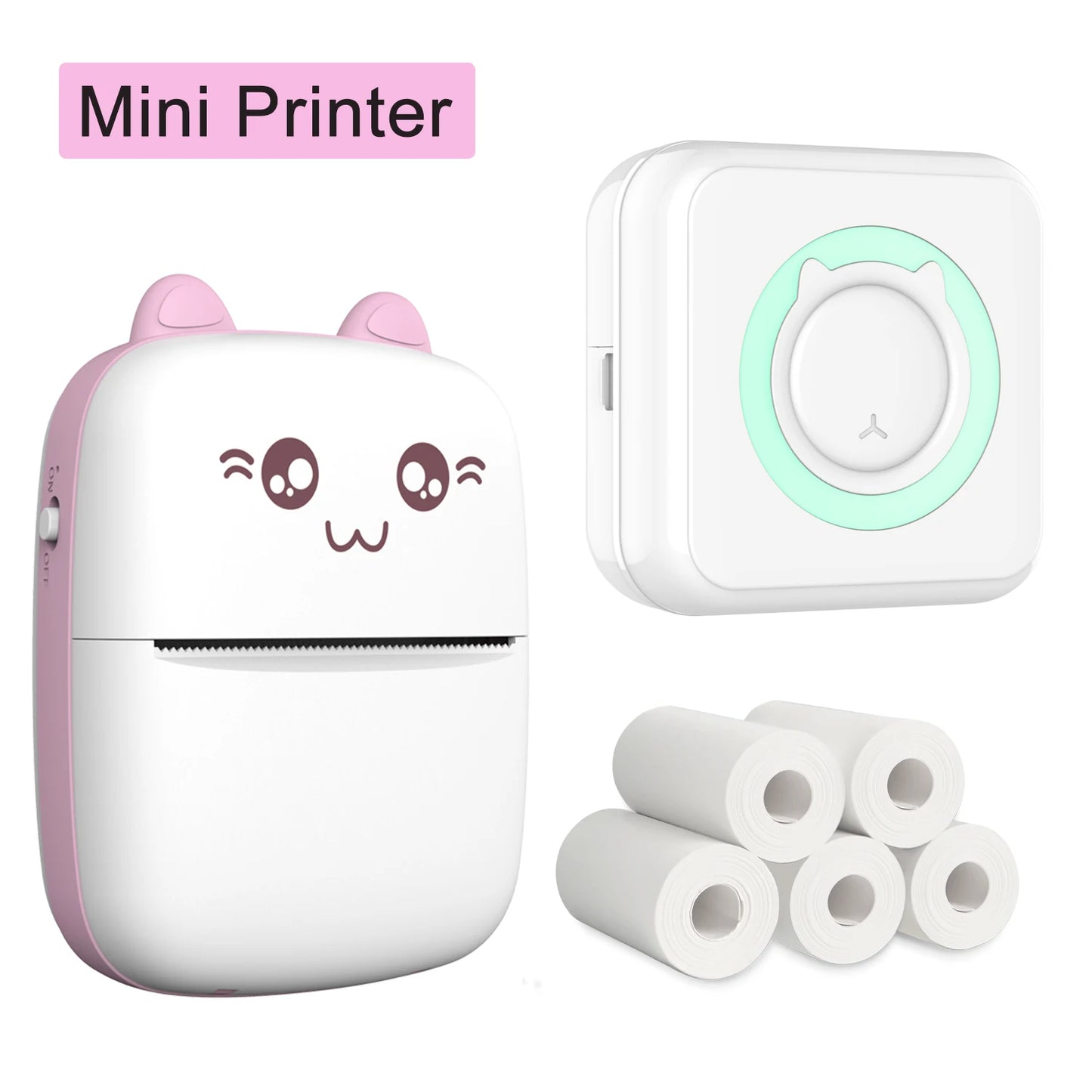 Mini Printer Portable Wireless Bluetooth Sticker Label Photo Memo Thermal Print Study Learn Printer Children Boys Girls Gifts