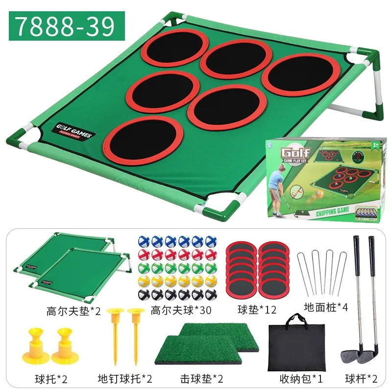 Golf Game Play Set Golf Chipping Game Cornhole Game with Balls Putting Mat Putter Target for Golfers Kids Family Indoor Outdoor