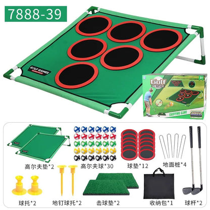 Golf Game Play Set Golf Chipping Game Cornhole Game with Balls Putting Mat Putter Target for Golfers Kids Family Indoor Outdoor