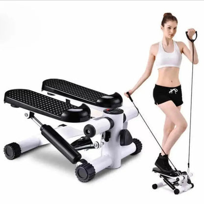 Portable Climber Stepper Mini Hydraulic Rope Drawing Stair Stepper with Resistance Bands Household Aerobic Fitness Equipment