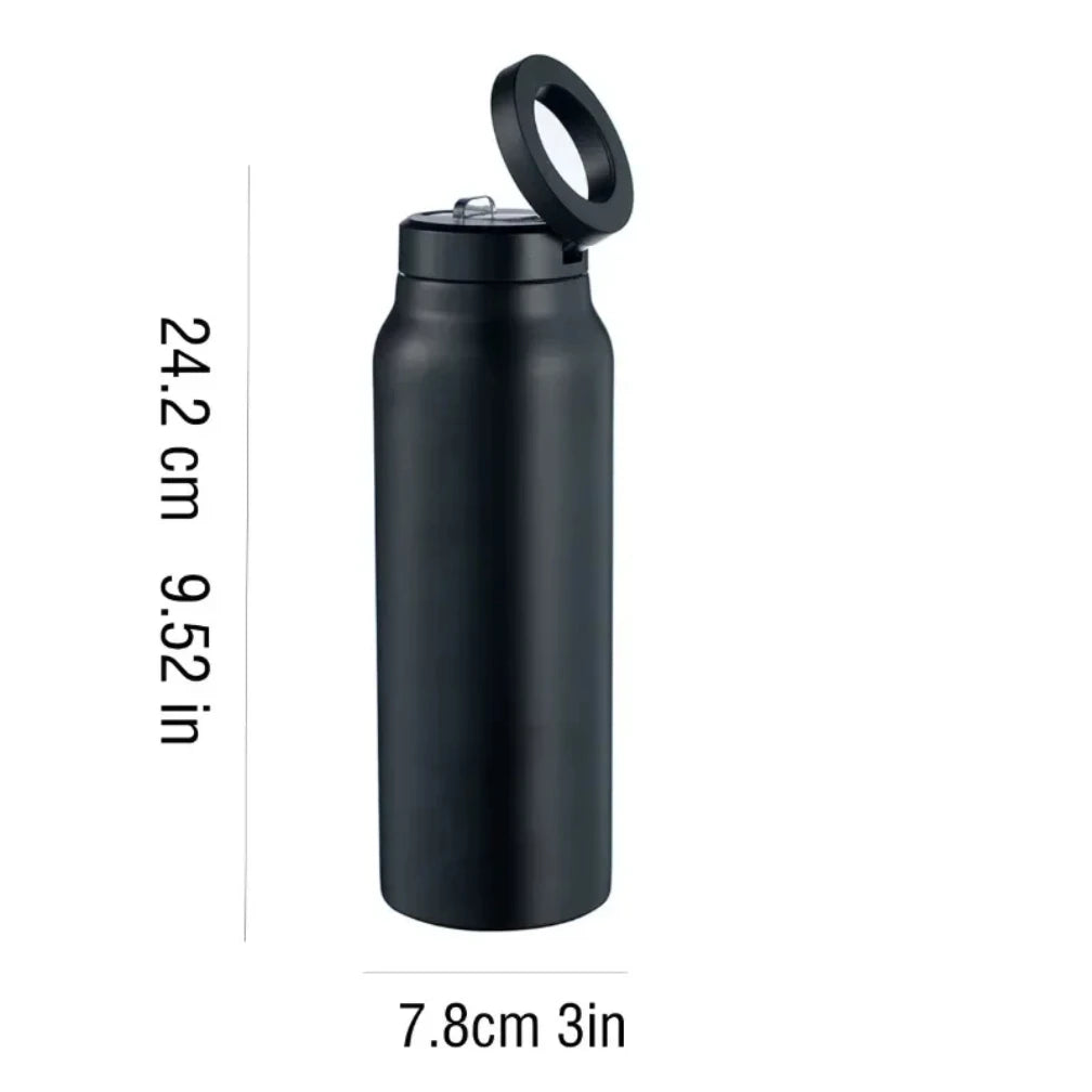2025 24 Oz Insulated Stainless Steel Sports Bottle Insulated Mug with Magnetic Phone Holder Outdoor Sports Water Bottle