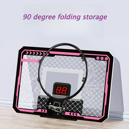Children Basketball Basket Electronic Scorer Remote Control Light Basketball Hoop No Punching Wall Mounted Boy Toy Ball Ring