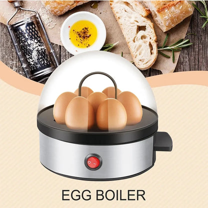 Electric Egg Boiler can Hold 7 eggs Stainless Steel Egg Boiler Breakfast Egg Steamer with Automatic Shut-off Function Buzzer