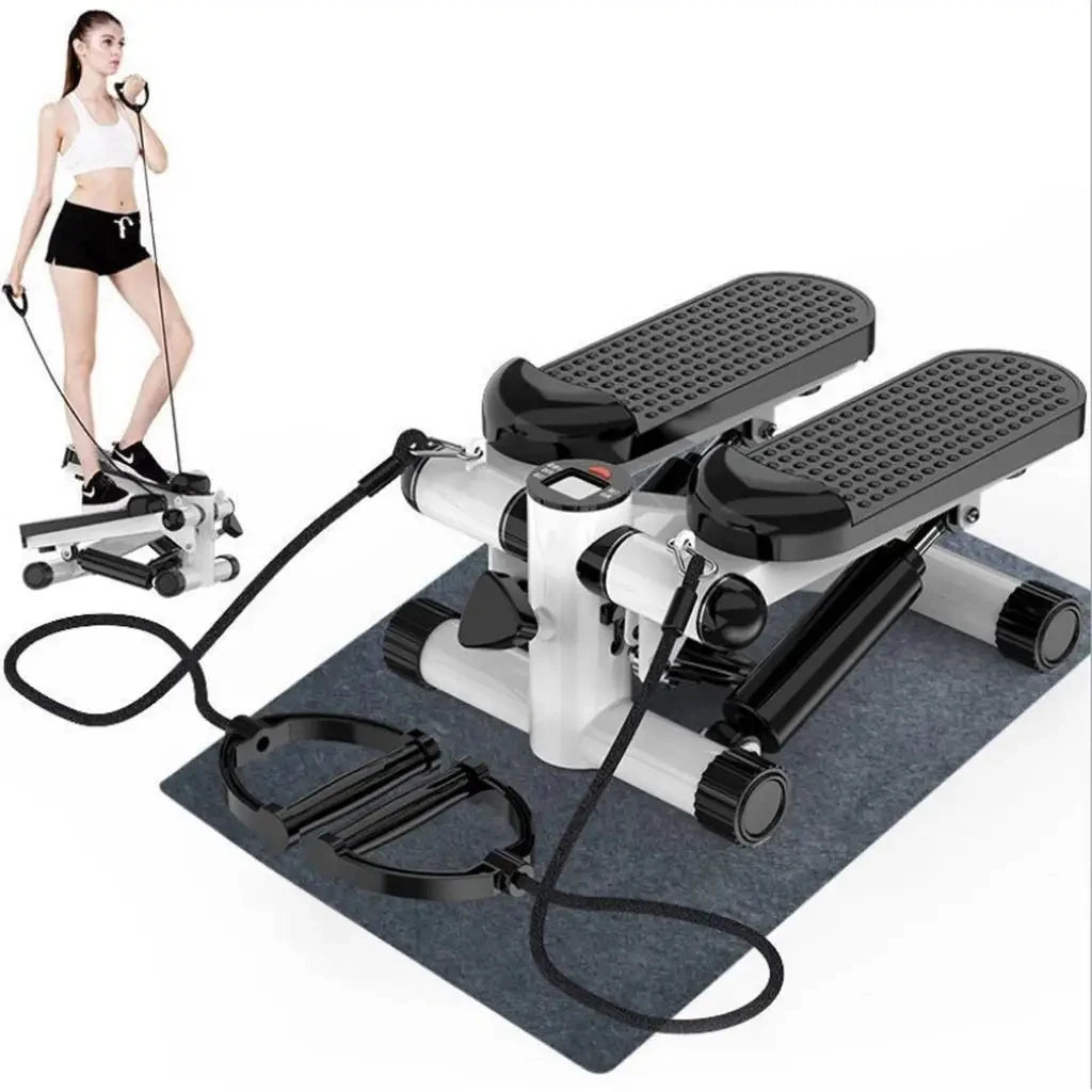 Portable Climber Stepper Mini Hydraulic Rope Drawing Stair Stepper with Resistance Bands Household Aerobic Fitness Equipment