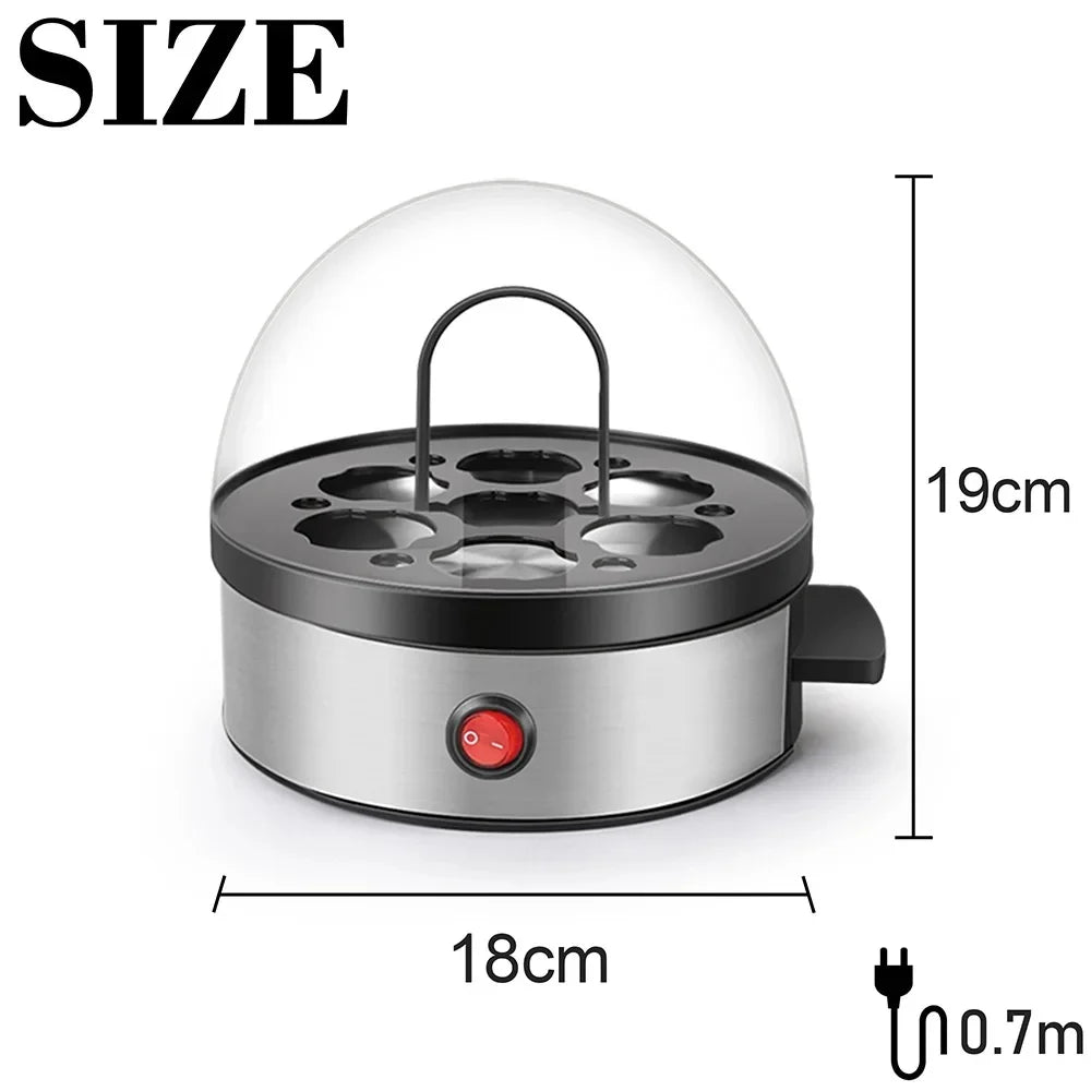 Electric Egg Boiler can Hold 7 eggs Stainless Steel Egg Boiler Breakfast Egg Steamer with Automatic Shut-off Function Buzzer
