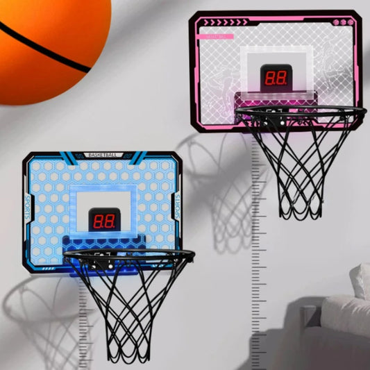 Children Basketball Basket Electronic Scorer Remote Control Light Basketball Hoop No Punching Wall Mounted Boy Toy Ball Ring