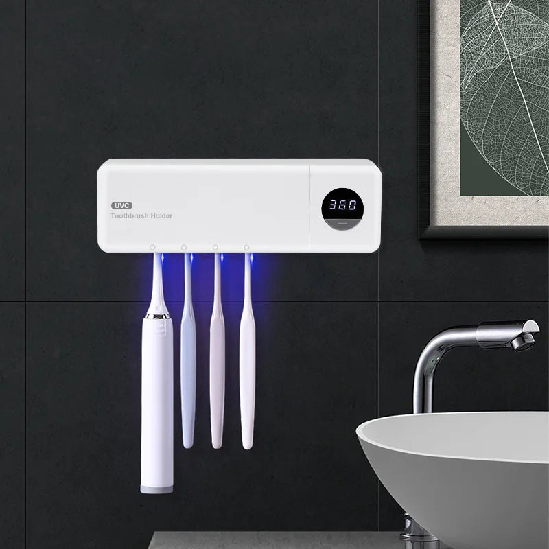 Toothbrush Sterilizer Intelligent Wall Mounted Fully Automatic Sensing Ultraviolet Sterilization No Punching Toothbrush Holder