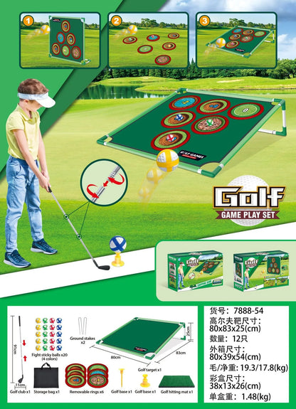 Golf Game Play Set Golf Chipping Game Cornhole Game with Balls Putting Mat Putter Target for Golfers Kids Family Indoor Outdoor