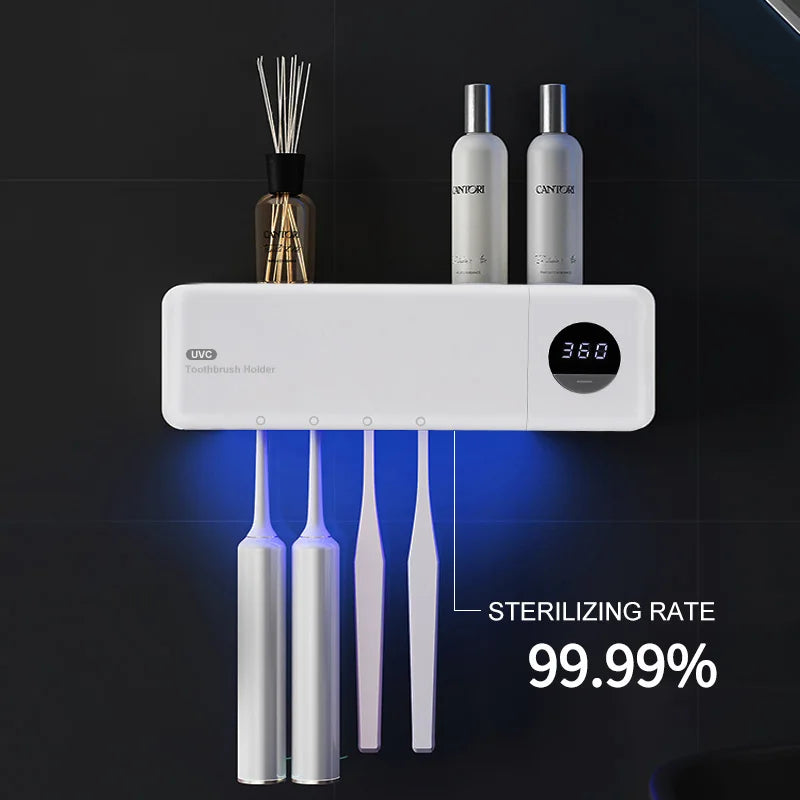 Toothbrush Sterilizer Intelligent Wall Mounted Fully Automatic Sensing Ultraviolet Sterilization No Punching Toothbrush Holder