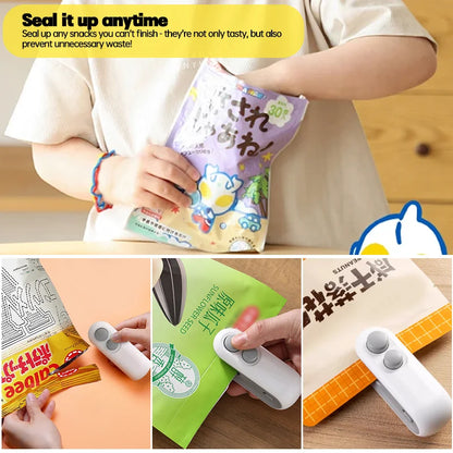 Mini Heat Bag Sealing Machine Multifunction Bag Clip Sealer Rechargeable Plastic Bag Sealer 2 in 1 Food Bag Hot Sealing Machine
