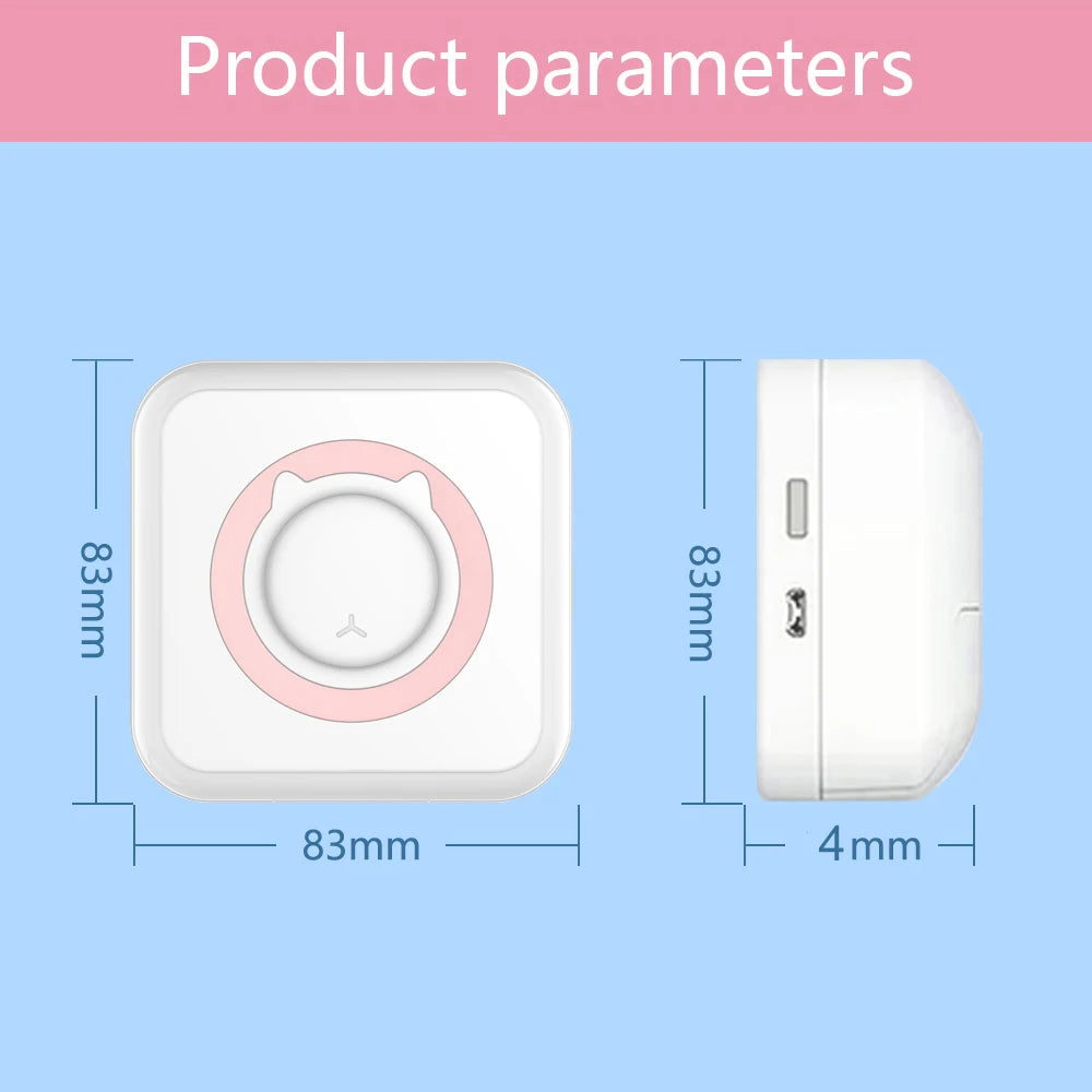 Mini Printer Portable Wireless Bluetooth Sticker Label Photo Memo Thermal Print Study Learn Printer Children Boys Girls Gifts