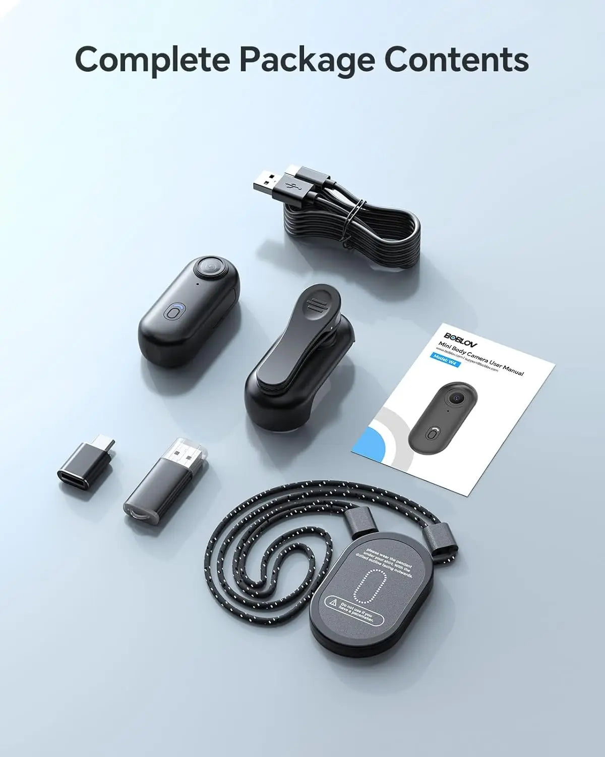 BOBLOV 4K Mini Camera HD 2Hrs DVR Recording Wearable Body Camera Lightweight Hands-Free for Outdoor Sport Small Cam Pet Walking