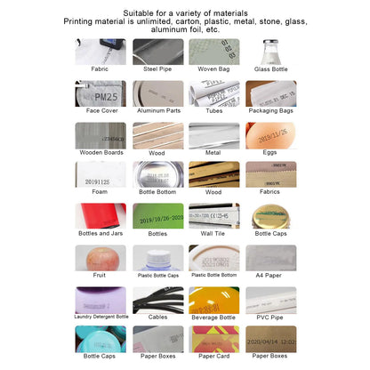 Inkjet Printer Portable Inkjet Coder Handheld Inkjet Coding Machine 2-12.7mm Adjustable 4.3in Touch Screen w/ 42ml Ink Cartridge