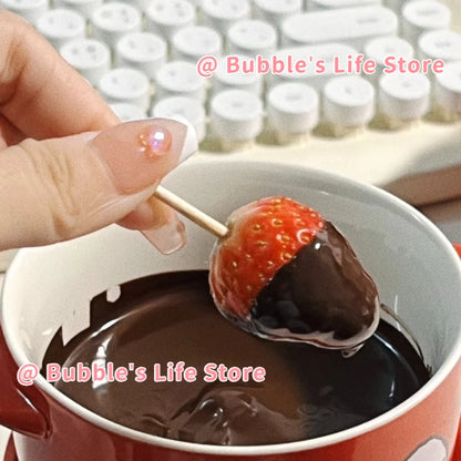 Chocolate Fondue Cup European Candle Cup Ceramic Mugs Heat  Melt Cheese Creative Coffee Mug With Fork Christmas Party Date Idea