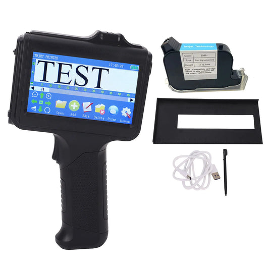 Inkjet Printer Portable Inkjet Coder Handheld Inkjet Coding Machine 2-12.7mm Adjustable 4.3in Touch Screen w/ 42ml Ink Cartridge