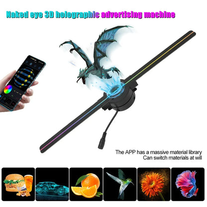 Naked Eye 3D Holographic Fan Screen Stereoscopic Display Suspended Projection Lamp 42cm Suspended Imaging Advertising Machine